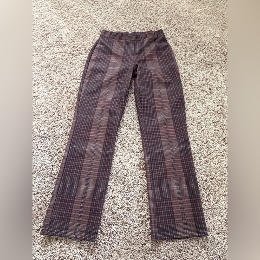 Small Anthropologie sanctuary carnaby pull on slim kick flare pants Brown Plaid - Picture 14 of 14
